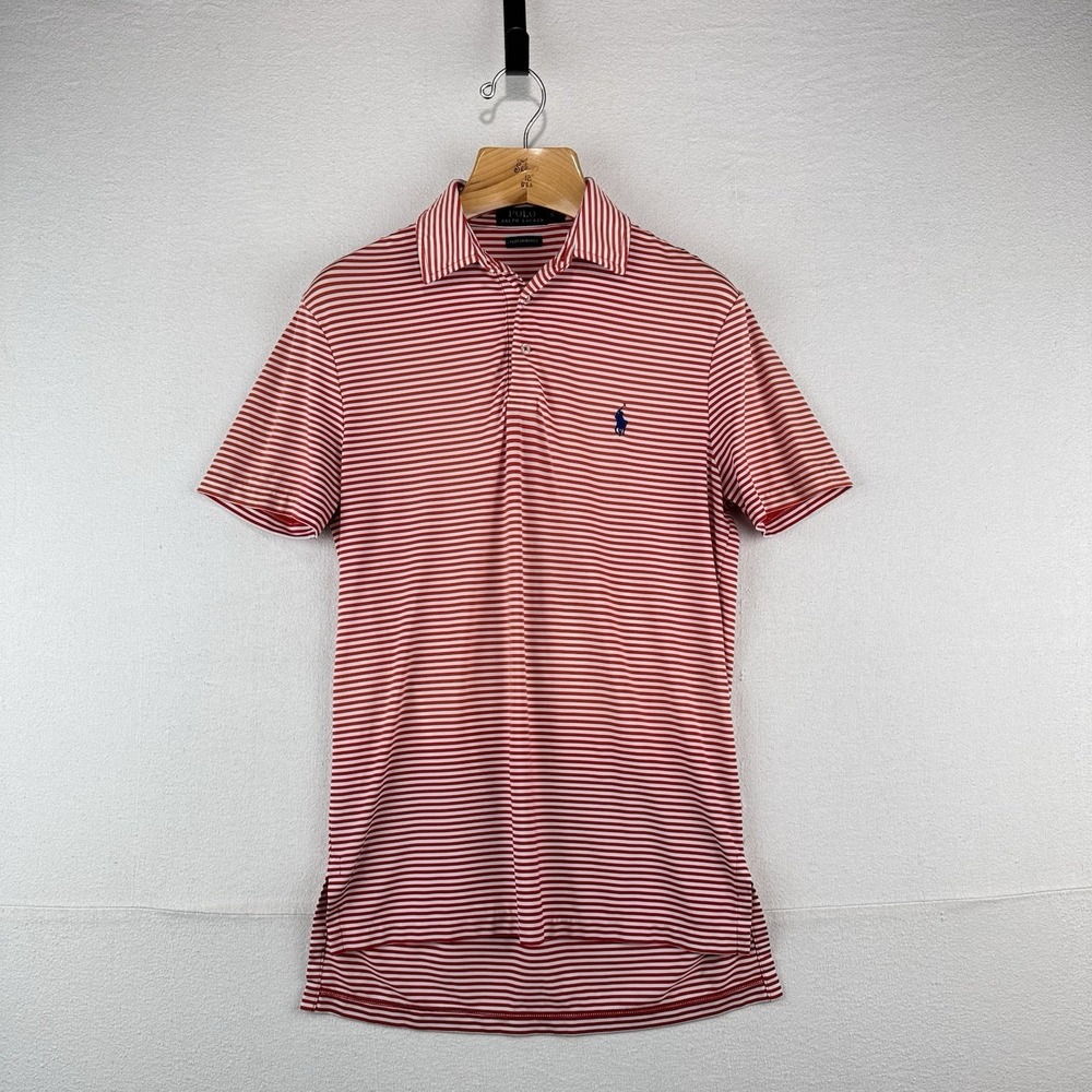 Polo Ralph Lauren Mens Small Performance Polo Shirt Red White Stripes Candy Cane